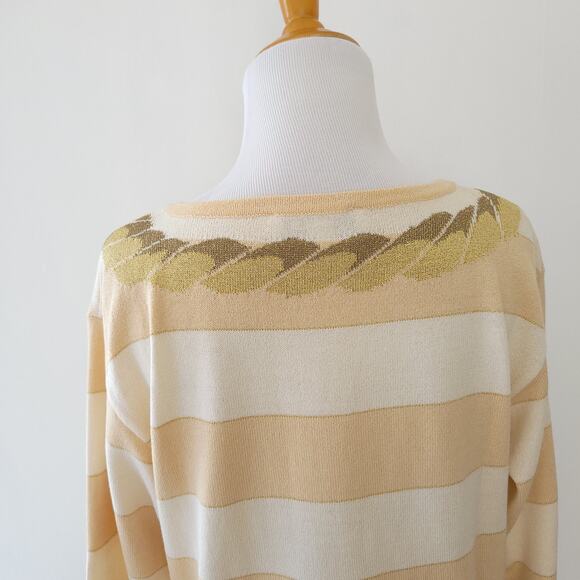 St. John Collection Nautical Sweater Gold Striped Vintage Rope Small - Picture 7 of 13